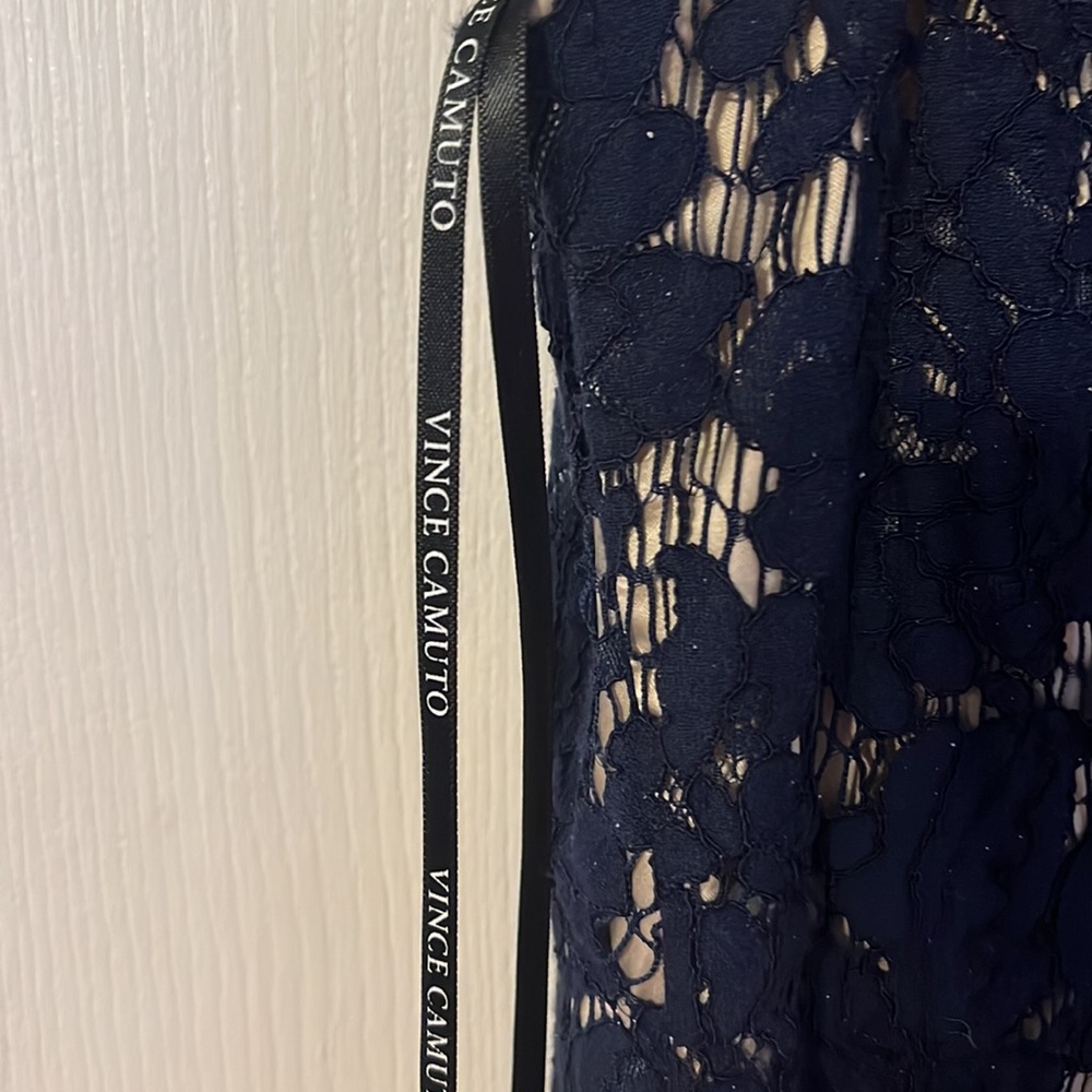 Vince Camuto Navy Lace Overlay Dress - Picture 6 of 8